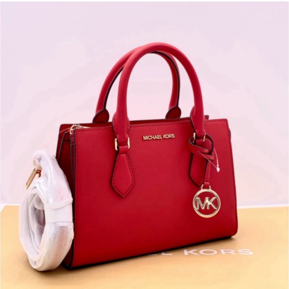 Michael Kors Small Sheila Center Zip Satchel Crossbody Bag Red - Picture 7 of 16